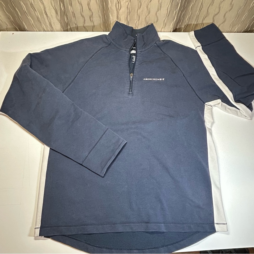 Abercrombie & Fitch Gym Issue Men's XL Sweatshirt Quarter Zip Blue Muscle Fit